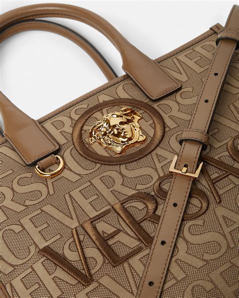 canvas versace tote bag|versace allover small tote bag.